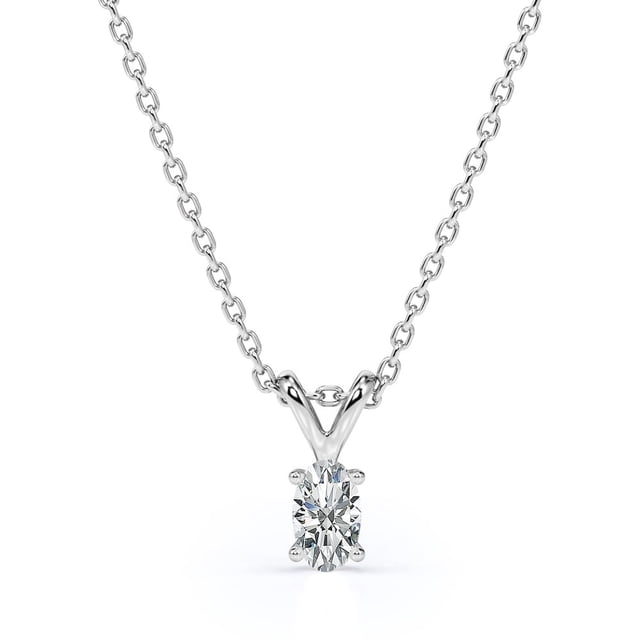 Collar con Colgante de Diamantes Ovalados de 0,25 Quilates JeenMata Baño en Oro Blanco de 18 K sobre Plata