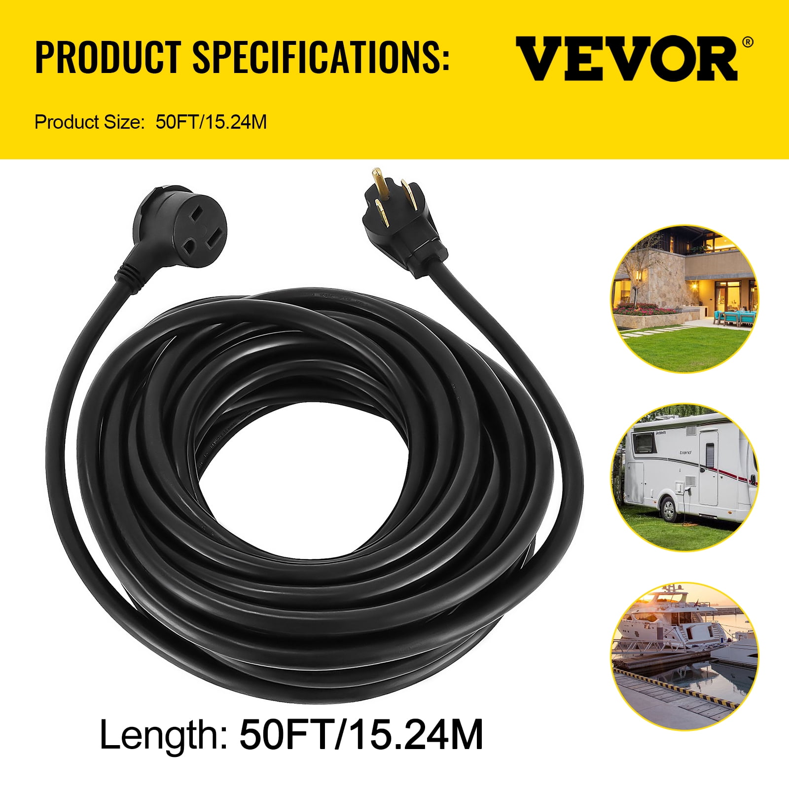 VEVOR Extension Cord for Portable Welders 50ft MIG TIG Plasma Welding Cord 30A Welding Extension Cord Tested to UL Standards