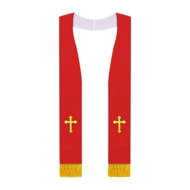 Estola de misa para clérigos, estola clásica de graduación para hombres, mujeres, bodas, adultos, Rojo Blanco