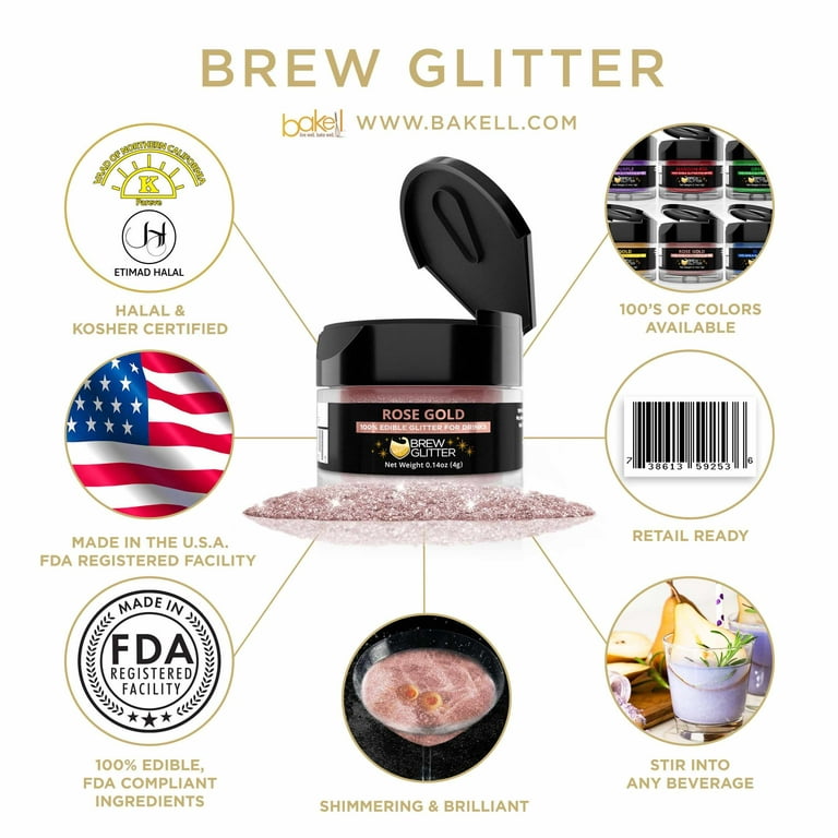 Lux Life Edible Glitter for Drinks – 100% Natural Ingredients, Made in USA  – Food Grade Brew Drink Glitter for Wine, Cocktails, Champagne, and