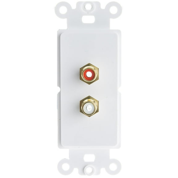 Decora Wall Plate Insert, White, Rca Stereo Couplers (Red, White), 2 Rca Female