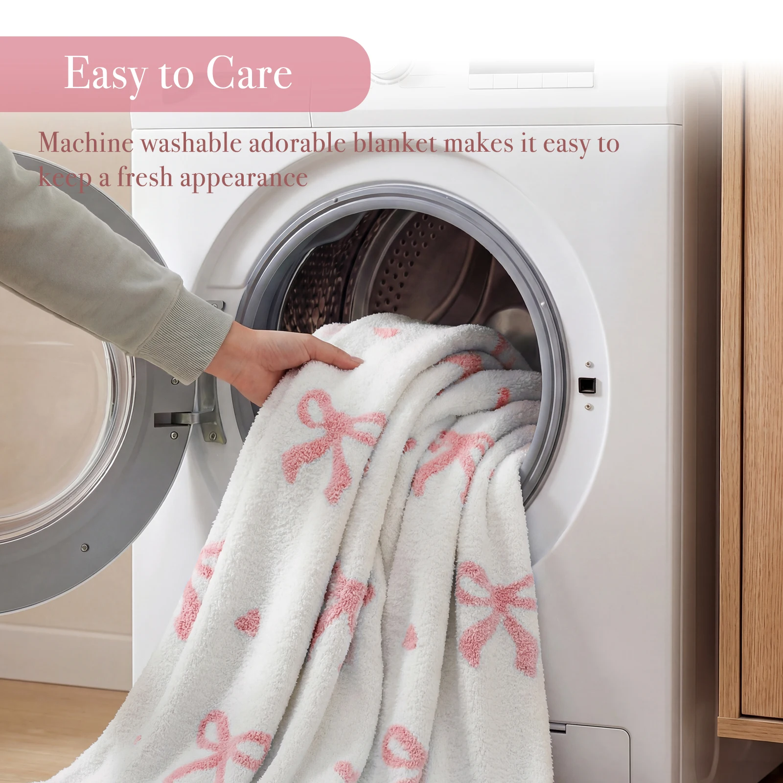 Catami Soft 3D Reversible Throw Blanket,Pink Bow,50*60