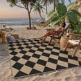 thumbnail image 2 of BERTHMEER Checkered 5'x7' Easy Jute Living Room Rugs, Dining Room Office Neutral Rug Farmhouse Outdoor Patio Carpet, Checkerboard Washable Non Slip Geometric Carpet for Backyard Entry Deck, 2 of 8
