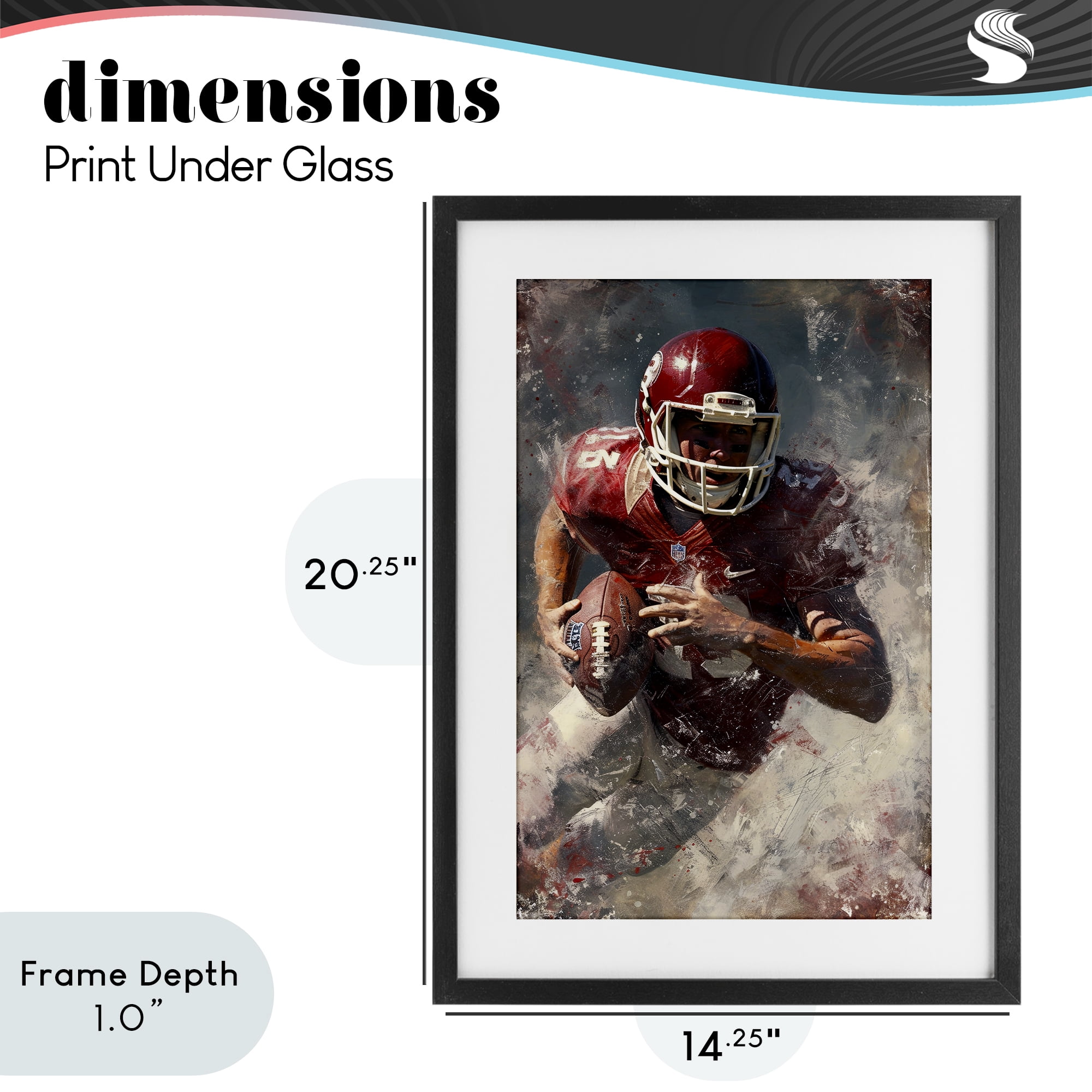 Stupell Industries Eye On The End Zone Black Framed Print Under Glass, design by Ray Powers