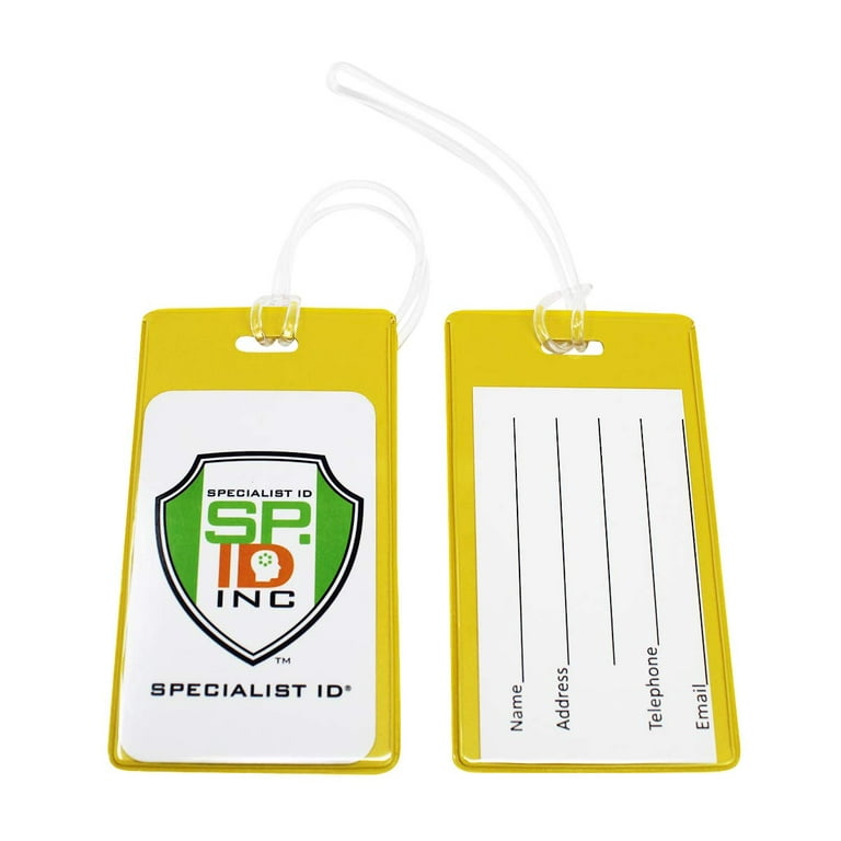 25 Pack - Backpack ID Luggage Tags for Student Identification & Business  Cards - School Name Badge Holder for Backpacks - Sturdy Plastic Suitcase