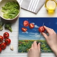 thumbnail image 2 of Flower Cutting Board, Flowers Meadow and Cloudy Sky Nature Landscape Print Vivid Sun Springtime, Decorative Tempered Glass Cutting and Serving Board, Large Size, Multicolor, by Ambesonne, 2 of 3