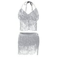 thumbnail image 7 of Idoravan Women's Basic Versatile Skirt Clearance Women Boho Sequin Tassel Hip Belly Mini Skirt Rave Party Dance Performance Costume Sparkly Festival Clothing Sexy Club Sets, 7 of 7