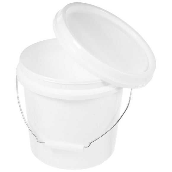 SUTENGDA Plastic Small Bucket with Lid Handles White Pail Buckets