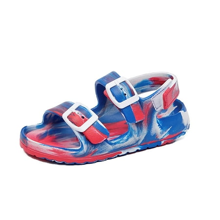

HulovoX Boys & Girls Adjustable Hook and Loop Sandals with Buckle Straps (7/8 Toddler Camouflage Blue)