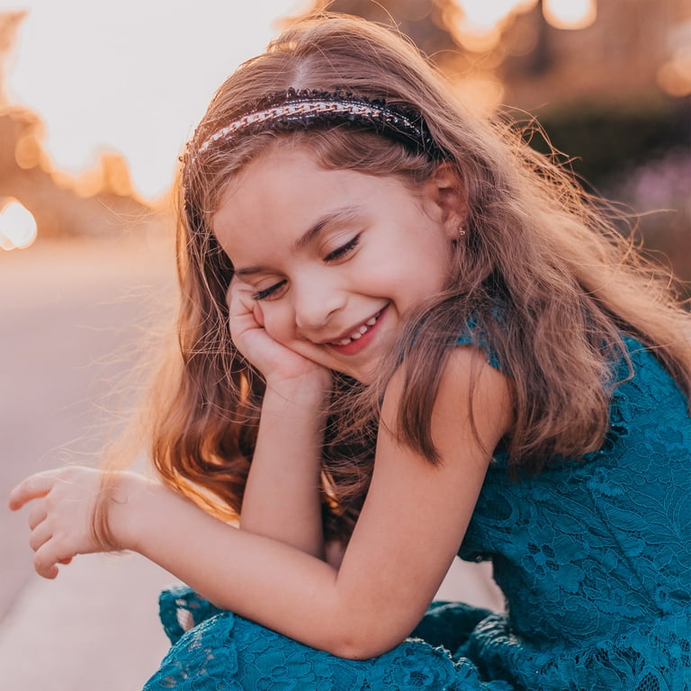 FROG SAC Confetti Headbands for Girls, Black Pearl Hair Bands