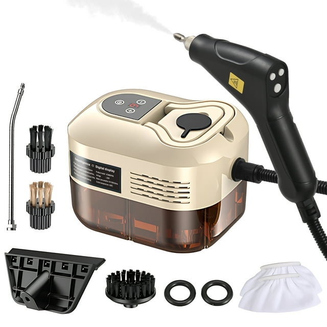 Handheld Multi-surface Steam Cleaner with 6pcs Accessories Touch Screen 6 Levels Adjustable 105℃/221℉ Deep Cleaning Steamer for Sofa Window Glass Kitchen Laundry Car