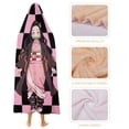 thumbnail image 4 of Anime Girl Checkered Print Hooded Blanket, Wearable Fleece Throw, Cozy Hoodie Blanket for Fans, 4 Sizes, 4 of 8