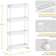 thumbnail image 3 of Slim Storage Cart 4 Tier,Bathroom Organizer Rolling Utility,Mobile Shelving Unit Slide Out for Office, Kitchen, Laundry Room & Narrow Places,Black, 3 of 8