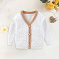 thumbnail image 5 of CAICJ98 Toddler Baby Boys Cardigan Little Boys V-Neck Cotton Sweater Long Sleeve Jacket Knit Button Up for Fall Winter (White,5-12 Months), 5 of 5
