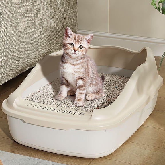 Sifting Litter Box - Litter Box System - Extra Large Cat Litter Box Semi-enclosed, Covered Litter Pan with High Sides, Easy Clean Cat Toilet, Pet Bathroom for Large Cats Multiple Cats 18.5x13x5.3"