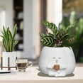 thumbnail image 7 of Smily Face Planter Pot with Coffee Cup Cute Resin Flower Head Planters for Indoor Outdoor Unique Sit Succulent Pots with Drainage Hole Gift IdeaI for Mother Christmas (White), 7 of 7