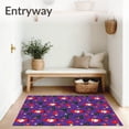thumbnail image 3 of ODIKA 6'x9' Machine Washable Non-Slip Area Rug, Snowy Tree Lane Scene Featuring Nordic Gnomes And Holiday Ornaments High Traffic Rug with Pad, Purple, 628095, 3 of 8