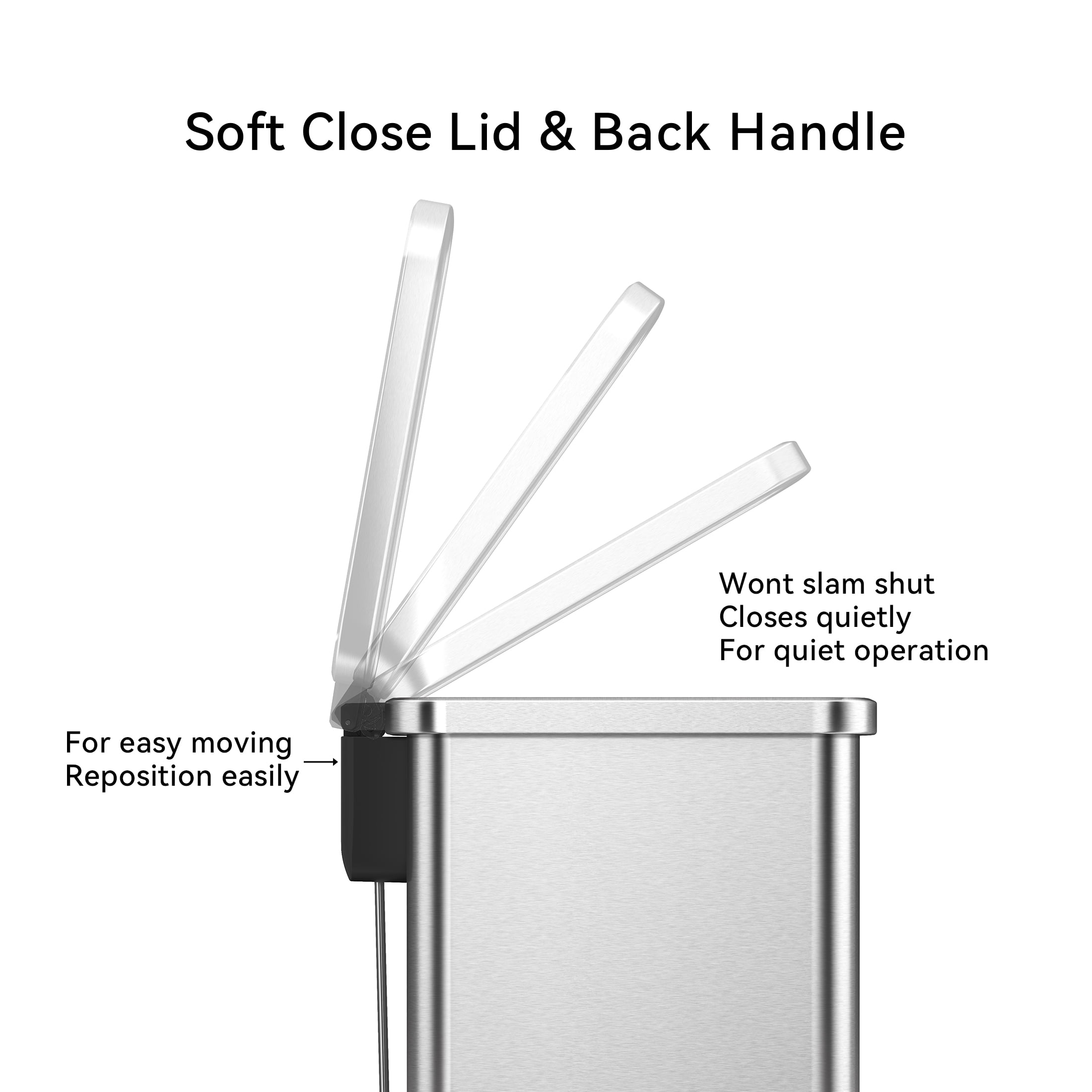 Better Homes & Gardens Kitchen Trash Can, 7.9 Gallon Stainless Steel Slim Step Garbage Bin with Soft Close Lid, Silver