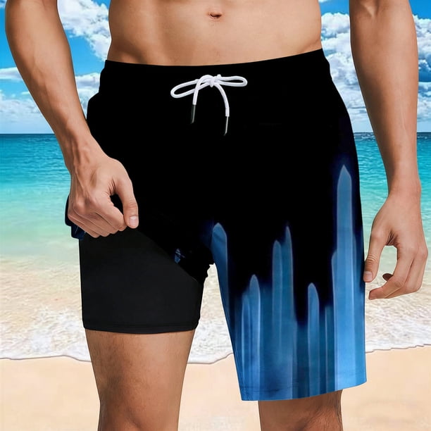 Ceisia Men's Gradient Icicle Print Beach Shorts with Quick Dry Stretch Fabric and Anti-Exposure Liner Multicolor XL Gifts