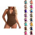 thumbnail image 1 of Womens Swimsuits Tankini Fashion Deep V Neck Slimming Tummy Control with High Waisted Bottom Two Piece Bathing Suits Woman, 1 of 3