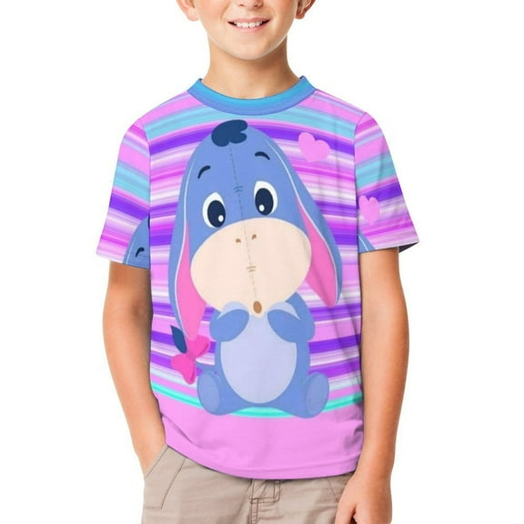 Eeyore Short Sleeve Shirts for Boys Girls Graphic Printed Children's T-shirt 100CM