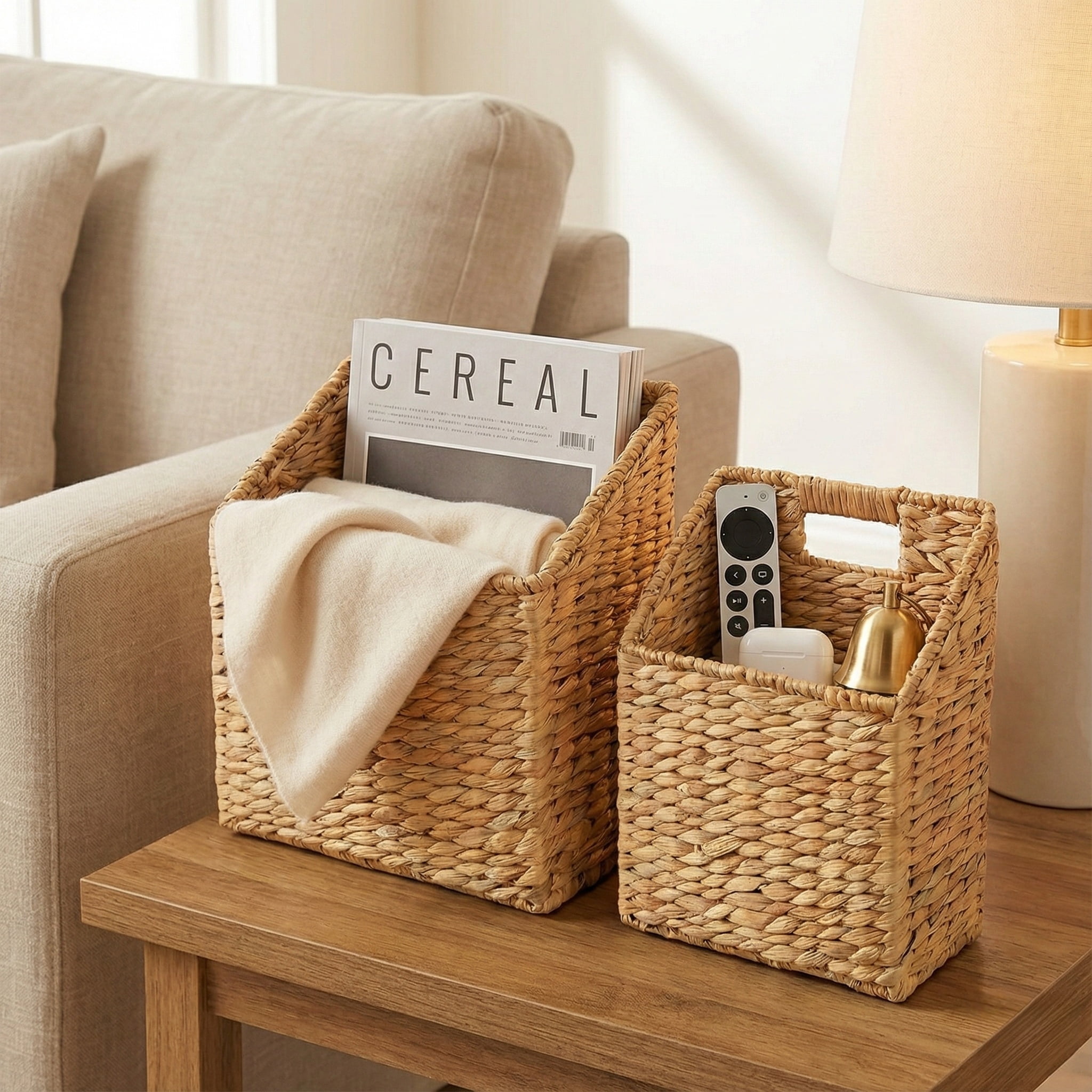 MEHOOM Wicker Storage Baskets, Hanging Wall Baskets for Organizing Files, Mail, Books, and Accessories (2 Pack)