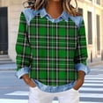 thumbnail image 3 of Camiseta de manga corta de cuello redondo casual de la mujer de verano, girar cuello abajo para la primavera, 3 of 5
