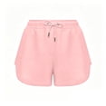 thumbnail image 5 of Womens Knee Length Shorts Linen New Women’s Sweat Athletic Shorts Drawstring Elastic Waist Shorts with Pockets Summer Breathable Gym Workout Bottoms Pinky M, 5 of 8