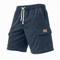 thumbnail image 4 of KPOPLK Men's Casual Shorts with Zipper Pockets Elastic Waistband with Drawstring Cargo Stretch Short Size XL,Navy, 4 of 4