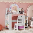 thumbnail image 4 of Gymax Coiffeuse pour Enfants avec Miroir et Lumières, Table de Maquillage de Princesse pour Jeu d'Imitation, Blanc, 4 of 9