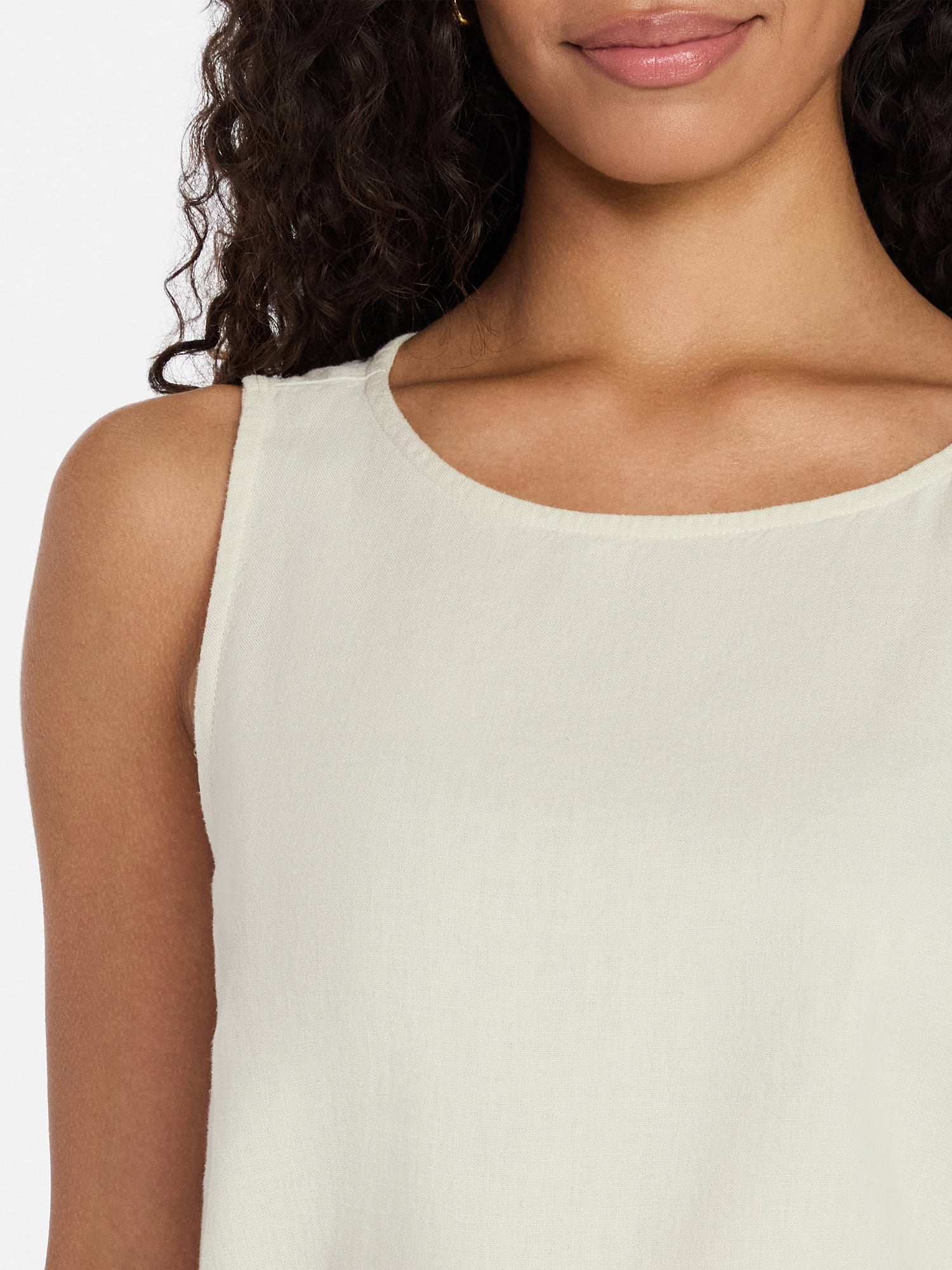 Time and Tru Women’s Linen Blend Sleeveless Top, Sizes XS-XXXL