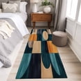 thumbnail image 4 of 2'x6' Rug Runners for Hallways Kitchen, Turquoise Beige Geometric Non Slip Entryway Beside Floor Carpet Runner, Abstract Art Painting Washable Laundry Room Bedroom Throw Rugs Mat for Family Pet, 4 of 8