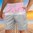 thumbnail image 4 of Plebaso Men's Beach Shorts Color Block Drawstring Casual Shorts Trendy Summer Vacation Shorts for Men, 4 of 4