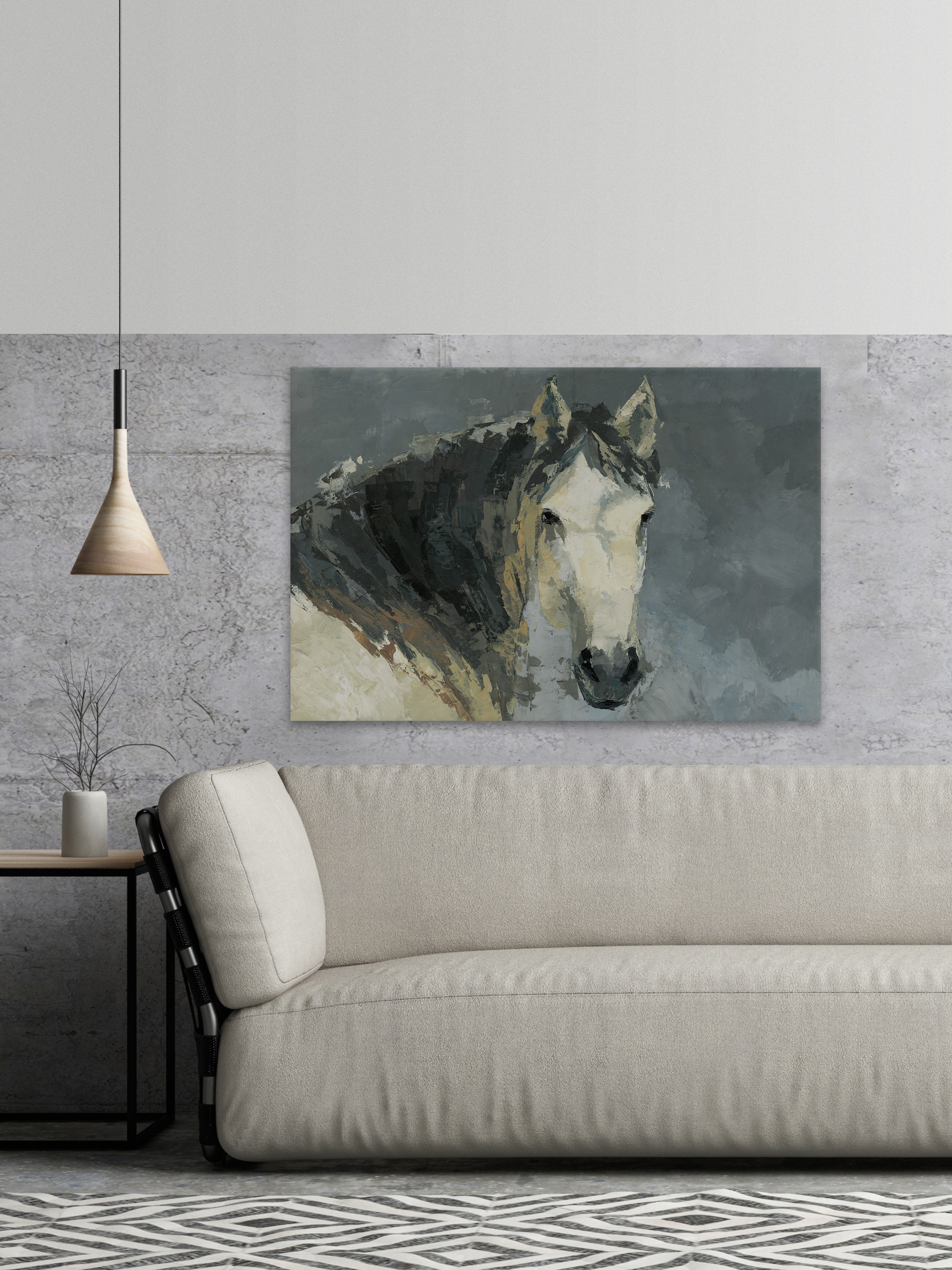 Parvez Taj "Dark-Haired Horse" Painting Print on Wrapped Canvas