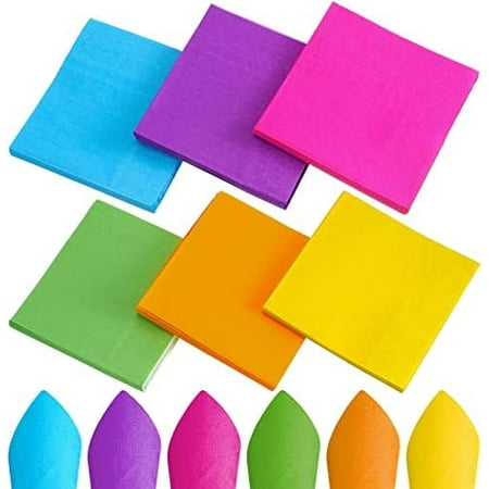 120 Pieces Cocktail Napkins for Hawaii, Mexican, Tropical Luau Party Supplies - Rainbow Luncheon Paper Napkins, 2 Ply Disposable Dinner Napkins for Birthday, Fiesta, Jungle Baby Shower