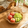 thumbnail image 4 of Linnome Hand Woven Rattan Look Fruit Basket Scalloped Edge Decorative Snack Tray Woven Storage Bowl for Coffee Table Fruit Pastry Dessert Display, 4 of 7