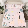 thumbnail image 2 of Feelyou Child Cartoon Giraffe Full Size Sheets, Rustic Flower Floral Bed Sheets, Stripes Abstract Line Sheet Sets, Luxury Bedroom Decor, 4pcs, 2 of 7