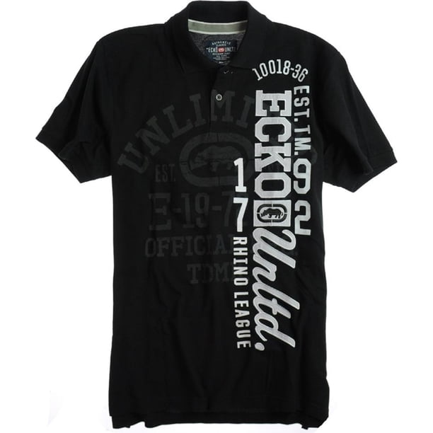 Ecko Unltd. Polo de rugby Big Part para hombre, negro, extragrande