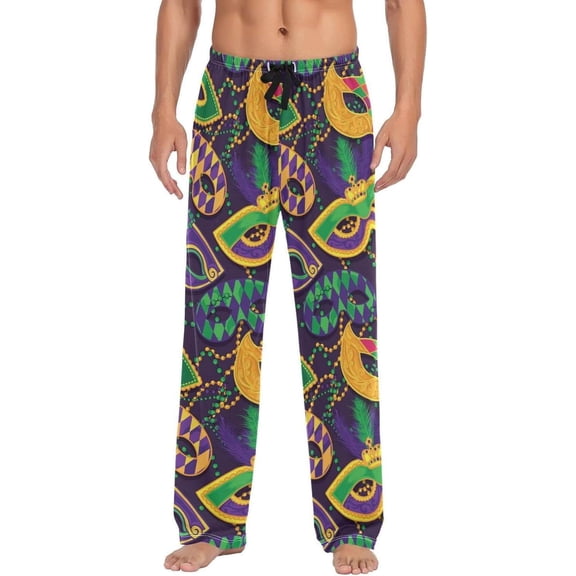 GZHJMY Mardi Gras Pajama Pants for Men, Lounge Pants Lightweight Men Pajama Bottoms with Drawstring Pockets, Christmas New Year Birthday Gifts, X-Large