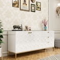 thumbnail image 2 of Boyel Living Sideboard Buffet Cabinet with 3 Drawers & 2 Doors, White TV Stand w/ Storage, Wood Dresser Buffet Cabinet for Dining Room Living Room, Entryway, 2 of 6