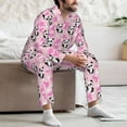 thumbnail image 6 of KLL Funny Panda Draws A Heart Sleepwear Mens Flannel Pajamas,Long Cotton Pj Set, 6 of 7
