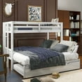 thumbnail image 3 of Harper & Bright Designs Extendable Bunk Bed with Trundle, Twin over Double Twin Bunk Bed Frame, Wooden Pull-Out Bunk Bed Frame Can Be Extendable, White, 3 of 10