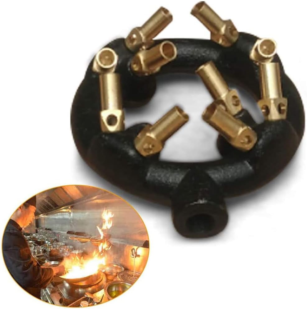 10 Tips Natural Gas Jet Burner, Cast Iron Body Round Nozzle Jet Burner for Chinese Wok Range, Grilling, Stir Fry, Up 80,000 BTU/HR, 3/8" G Pipe Inlet