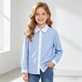 thumbnail image 2 of Splozh Chemise Habillée Garçon Été Basique Décontractée à Manches Longues Chandails Garçon Coupe Régulière Boutonnée Chemise Habillée Garçon pour l'École, Bleu Ciel, 11-12 Ans, 2 of 5