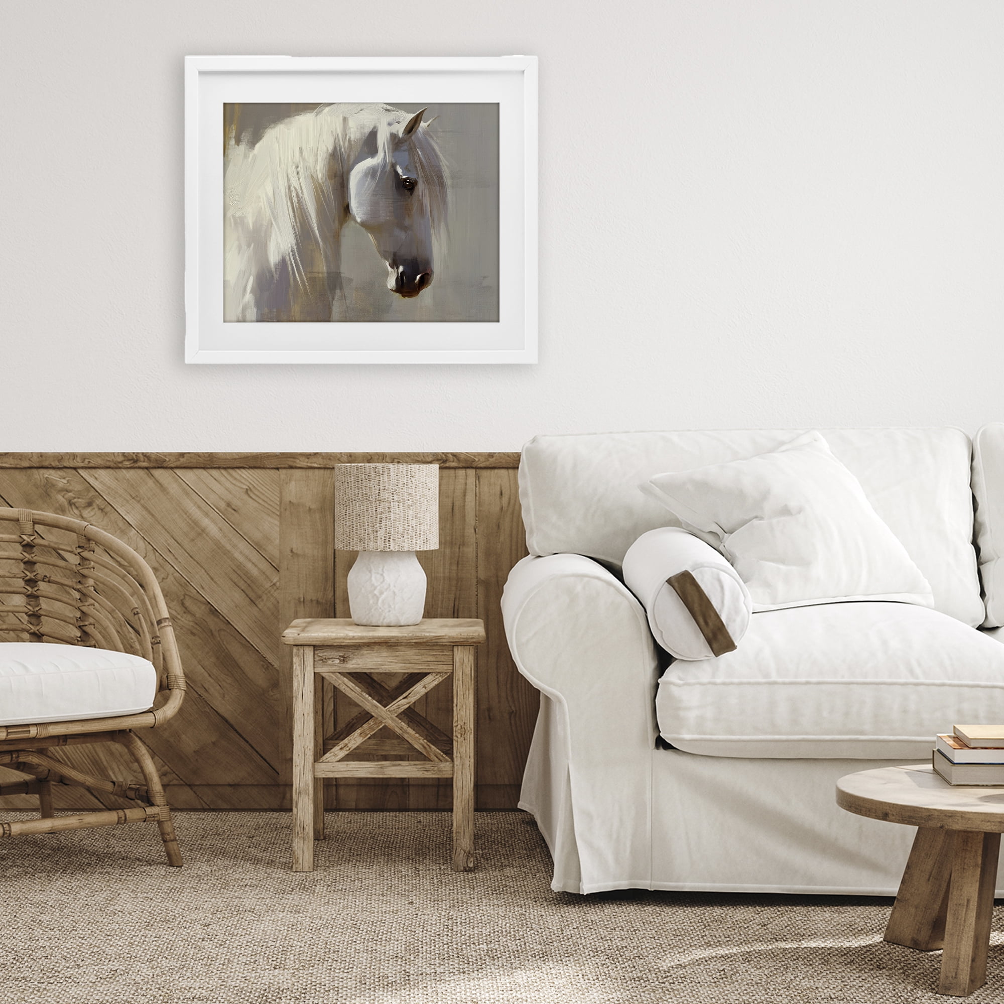 Stupell Industries White Moon Horse White Framed Print Under Glass, design by Svetlana Aleynikova