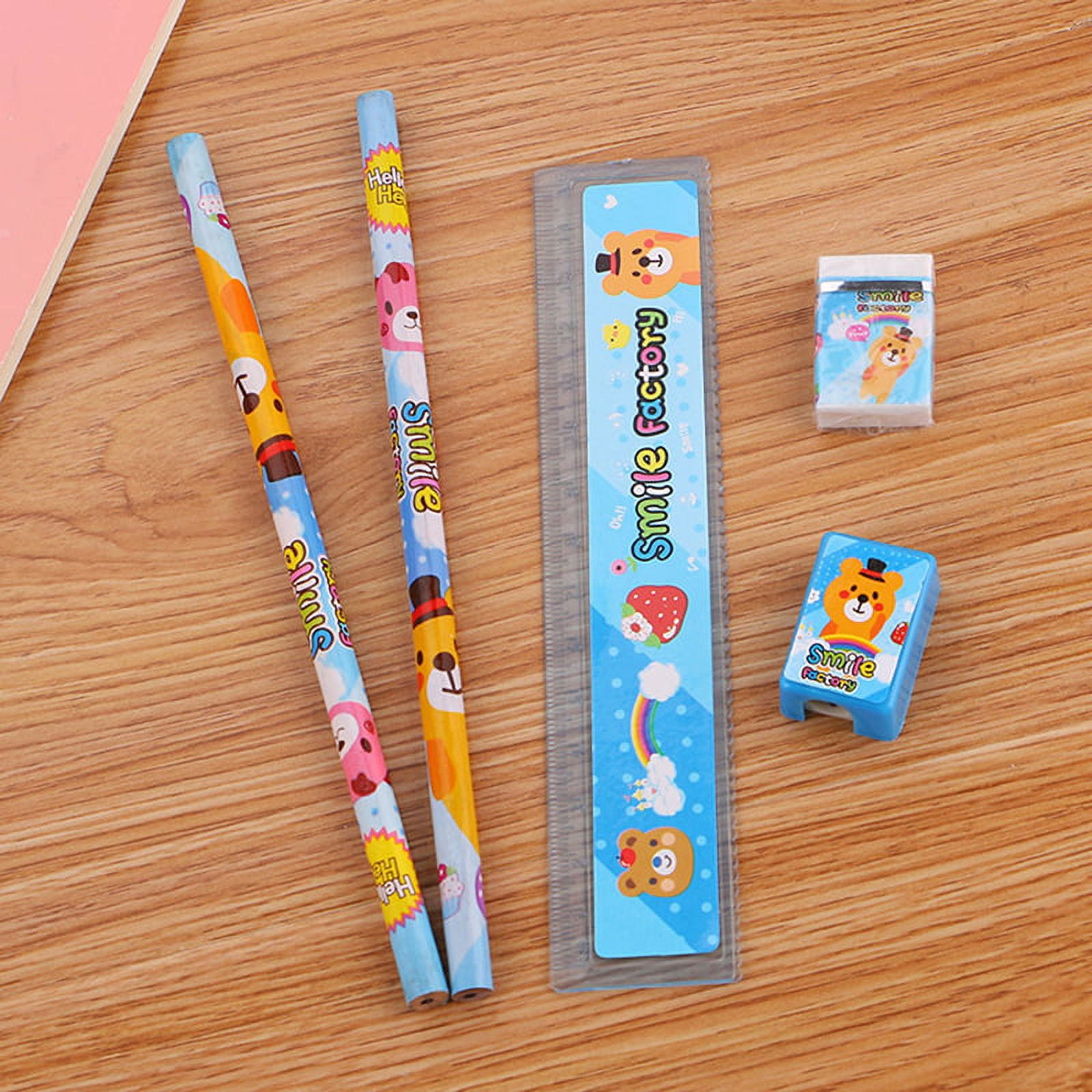 9Pcs/Set Stationery Kit Students Drawing Pencil Ruler Eraser