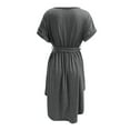 thumbnail image 5 of Robes pour Femmes 2024 Été Robes Oversize pour Col en V Boutons Manches Courtes Robe Couleur Unie avec Ceinture Manches Robe Décontractée 50 % de Réduction Liquidation!, 5 of 5