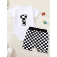 thumbnail image 3 of Toddler Baby Boy Girl Birthday Outfit 1st-3th Race Car Print Short Sleeve Romper/Shirt and Shorts Set 1-3 Yr Birthday Clothes, 3 of 7