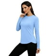 thumbnail image 3 of PINSPARK SPF Shirts for Women Long Sleeve Lightweight Hiking Top with Thumbholes Quick Dry Vocation Travel Shirt Light Blue XXL, 3 of 7