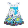 thumbnail image 1 of Robe Fille Fleur Bleue Manches Courtes Fête Anniversaire Enfants 8 Ans, 1 of 5
